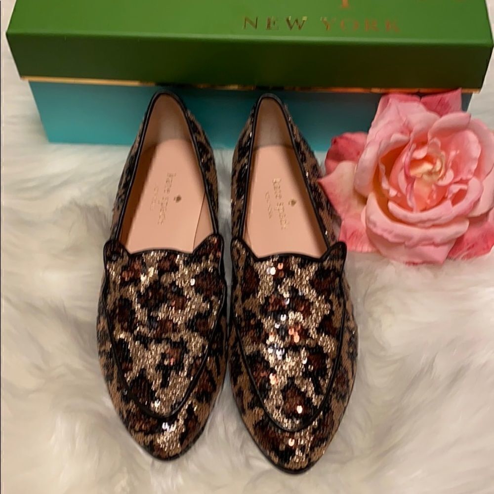 Kate Spade Caty Loafer Leopard Print Sequin Cat - Picture 3 of 9